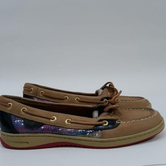Sperry Top Sider Angelfish Pink Purple Plaid Sequins‎ Women's Size 8.5 - Picture 3 of 9